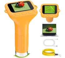 Mobilā tālruņa digitālais mikroskops bērniem 1000X portatīvais kabatas mikroskops: 2,0 collu IPS ekrāns USB mikroskops LED apgaismojums - mini mikroskops āra no 3 līdz 12 gadiem izglītojoša dāvana