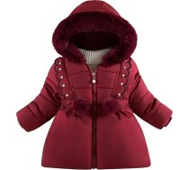 FEOYA Ziemas jaka Baby Girl Ziemas mēteļi ar vilnas oderi ar kapuci jaka ar kapuci Zip 1-5 gadi