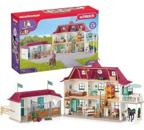 SCHLEICH Horse Club Lakeside Horse Farm 42551 komplekts, ieskaitot māju ar zirgu stalli, 2 zirgus, Hannu, viņas vecākus un aksesuārus, lieliska dāvana bērniem, zirgu rotaļlieta no 5 gadiem, 192 gab.