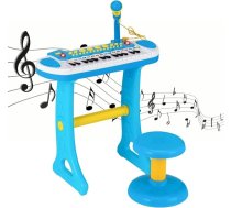 FANTASK bērnu klaviatūra ar 31 taustiņu, pārnēsājams mūzikas instruments ar vairākiem skaņu un gaismas efektiem, regulējamu mikrofonu un tabureti, mīļa rotaļu klaviere bērniem vecumā no 3 gadiem (zila)