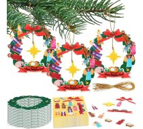 Hollowfly 24 komplekti Ziemassvētku vainags Craft Nativity Ornaments Nativity Uzlīmes Reliģiskās Ziemassvētku amatniecības Nativity komplekti Filca Nativity komplekts DIY Nativity komplekti Svētdienas skolas jautras aktivitātes