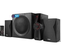 Edifier CX7 aktīvā 2.1 mājas izklaides sistēma ar Bluetooth V5.0, 21 cm (8 collu) zemfrekvences skaļruni un infrasarkano pulti: Ideāli piemērots televizoram, datoram, piezīmjdatoram u. c. - Melns