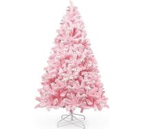 himaly 180 cm / 6 pēdas Ziemassvētku eglīte Flocked rozā krāsā ar kupliem pūkainiem rotājumiem ar sniegpārslokām, 808 galotnes Priežu lapu lapas, izgatavotas no PVC un izturīga pamatne, Ziemassvētku eglīte Ziemassvētku rotājumiem