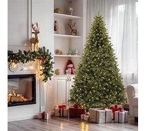 YITAHOME 2,3 m mākslīgā Ziemassvētku eglīte ar 550 LED diodēm, priežu eglīte ar 1346 uzgaļiem, salokāms metāla rāmis un statīvs, viegli montējama uznirstošā Ziemassvētku eglīte mājas svinībām, 228 x 135 cm
