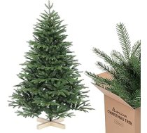 SALCAR Mākslīgā Ziemassvētku egle 150 cm ar koka statīvu, PE reālistiski iesmidzinātie elementi un PVC Nordmann egle, 1,5 m mākslīgā Ziemassvētku egle (diametrs 112 cm)