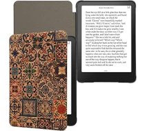 kwmobile Korpuss saderīgs ar Amazon Kindle Paperwhite (2024)/Colorsoft - korķa eReader aizsargvāciņš - Flīžu raksts brūns zils sarkans