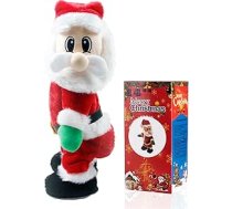 Ziemassvētku vecīša tverkings, 34 cm Ziemassvētku vecīša lelle, animēta Ziemassvētku rotaļlieta, dzied spāņu valodā, Ziemassvētku rotaļlieta bērniem