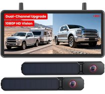 AUTO-VOX Dual Solar Reversing Camera Wireless: Divas kameras plašam pārklājumam, 7,2 collu HD split-screen monitors, dubultas antenas signāls, DVR ierakstīšana, IP69K atpakaļgaitas kameras autofurgoniem, kravas automašīnām