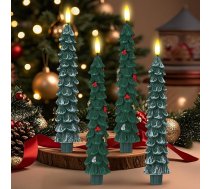 4 LED Ziemassvētku sveces ar tālvadības pulti, Bestcool sniega eglīšu sveces 9,8 collu nedegošas stabu sveces ar liesmas efektu mājām, Ziemassvētku telpu un galda dekorēšanai