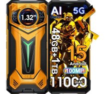 DOOGEE S200 Ultra 5G āra mobilais tālrunis AI viedtālrunis bez līguma, Dimensity 7400, ar 1,32 collu AMOLED aizmugurējo displeju, 48GB + 1TB/2TB Android 15 Būvlaukuma mobilais tālrunis 11000mAh/66W