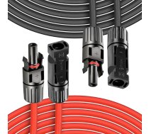 2 x 5m 4mm² (12AWG) 1500V saules kabeļa pagarinājuma kabelis ar kontaktdakšu Ūdensizturīgs IP68 saules fotoelementu sistēmu uzstādīšanai