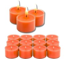 Candelo 12 XXL smaržīgo sveču komplekts - smaržīgās tējas sveces Winter Orange - lielās tējas sveces plastmasas vāciņā - 8 stundas degšanas laiks - lielas tējas sveces oranžā krāsā