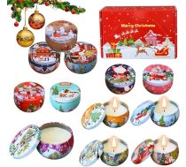 Duftkerze Weihnachten Geschenk, 12 Stück 2.5oz Sojawachs Kerzen, Aromatherapie-Kerzen Geschenk Set für Stressabbau und Entspannung, Weihnachtsgeschenke für frauen