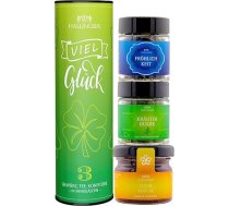 Hallingers Good Luck - 3 gabalu dāvanu komplekts ar tēju, ievārījumu un garšvielām - delikatešu baudīšanas komplekts kā dāvanu ideja, gardēžu dāvanu vegāns (komplekts) - dāvanu idejas Ziemassvētku un dāvanu Adventes kalendārs