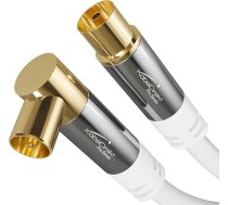 KabelDirekt 4K antenas kabelis, koaksiālais kabelis, TV kabelis 90° leņķveida / taisns - 7,5 m - TV kabelis digitālais/analogais - Pieejams 0,5-20 m (taisns sievišķais / leņķveida spraudnis, DVB-C/DVB-T/DVB-S, balts)
