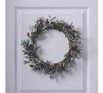 Lights4fun Ziemas vainags ar ozolzīlēm un eikalipta lapām un baltām āmuļu ogām Rudens Ziemassvētku rotājums Durvju vainags iekštelpām Minimālistisks un vienkāršs zaļš un balts Diametrs 40 cm