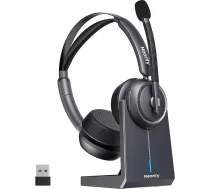 NEARITY EP320 bezvadu austiņas ar mikrofonu darbam, Bluetooth trokšņu slāpēšanas austiņas, USB austiņas ar mikrofonu datoram, lādēšanas statīvs, A tipa dongle, klusēšanas poga birojam