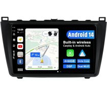 Android 14 Auto radio priekš Mazda 6 Rui Wing (2007-2012) - 4G + 64G - Bezvadu CarPlay Android Car - LED kamera + MIC - IPS 9 collu 2 DIN - Stūres vadības stūres vadība Dual Band WiFi DAB 360-CAM