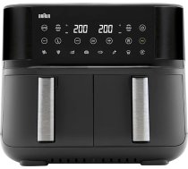 Braun TwinCook 3 TD3030IBK Karstā gaisa fritēze 2 kameras 8L (4L + 4L) 80-200° gaisa fritēze ar sinhronizācijas funkciju 8 programmas Viegla tīrīšana 2850W Black