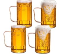 GOMETY 4 alus glāžu komplekts, 500 ml alus glāzes ar rokturi, izturīgas alus krūzes, 0,5 litru alus krūze, dzeramās glāzes, atkārtoti lietojamas plastmasas alus krūzes, klasiskas ūdens krūzes mājas bāram.