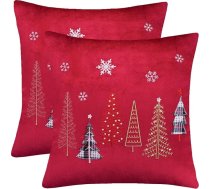Tosleo 2 Ziemassvētku spilvenu pārvalki, 60 x 60 cm, dekoratīvie spilvenu pārvalki, sarkani Ziemassvētku eglīšu spilvenu pārvalki dīvānam, viesistabai, guļamistabai, svētkiem, ballītei