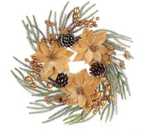 COM-FOUR® Durvju vainags Ziemassvētki - Adventes vainags ar lieliem ziediem un mirdzumiem - Dekoratīvais vainags Rudens - Ziemassvētku rotājums - Galda vainags - Ziemassvētku vainags