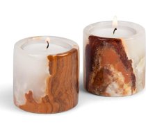Onyx Marble Tea Light Holder 2 Pack Cilindra dizains mājas dekoram, dāvanām un galda dekorēšanai