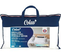 COLAS NORMAND QualityGel Percale spilvens 100% kokvilnas ciets 45x70cm dzemdes kakla atbalsts Memory Sensation Hotel Quality Soft French Made White
