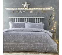Charlotte Thomas Jolly Christmas Segas pārklājs, sudraba krāsā, Ziemassvētku gultasveļas komplekts, divvietīgs, pelēks