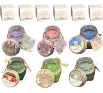 Regalami. Veikals 6 aromātiskās sveces ar sešām elegantām dāvanu kastītēm ar dzīvības koku (06)