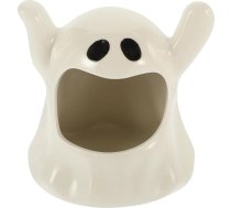 Amosfun Halloween sveču turētājs Spoku formas votīvās sveces turētājs Keramiskais tējas gaismas turētājs Halloween galda rotājumiem Dekorācijas balts