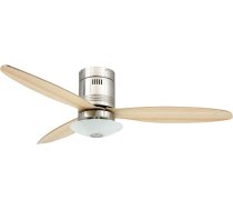 Griestu ventilators Aero Satin Nickel 52 collas ar gaismu un tālvadības pulti Lāpstiņas krāsa Maple