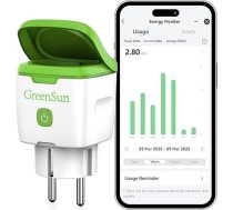 GreenSun WiFi āra kontaktligzda - taimera slēdzis āra jaudas mērītājs kontaktligzdai Āra kontaktligzda Ūdensizturīga IP44 ar strāvas mērīšanas taimeri, saderīga ar Alexa Google Home 16A 2.4GHz WiFi
