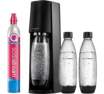 SodaStream TERRA Promopack ūdens karbonizators ar CO2 balonu un 3 x 1 L plastmasas pudelēm, kuras var mazgāt trauku mazgājamā mašīnā, augstums 44 cm, melns