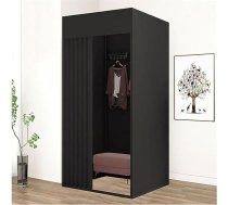 Pārnēsājama mobila bērnistaba ar bīdāmo aizkaru un maināmo paklājiņu veikalam, birojam, iepirkšanās centram, pludmalei (melna, 100 x 100 x 200 cm)