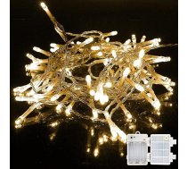 LED pasaku gaismas 200 LED 16 m iekštelpām un āra lietošanai, 8 režīmi Ziemassvētku eglīšu pasaku gaismas ar akumulatoru darbināmas ūdensizturīgs IP44 Ziemassvētku apgaismojuma dekorēšana Silta gaisma