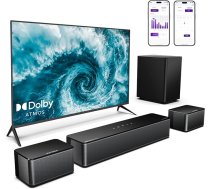 ULTIMEA 5.1 skaņu josla ar zemfrekvences skaļruni, TV skaņu josla ar Dolby Atmos, mājas kinozāles skaņas sistēma ar 2 aizmugurējiem skaļruņiem, telpiskā skaņa, aplikāciju vadība, regulējami basi, HDMI, Bluetooth, Poseidon D60