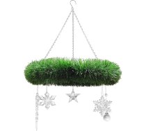 Vainags Dekoratīvs Adventes vainags piekāršanai ar ķēdi Ziemassvētku dekorēšanai Diametrs 30 cm - ar 5 Ziemassvētku eglīšu rotājumiem Akrila čiekuru piekariņš Ziemassvētku rotājums Griestu vainags