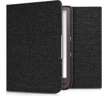 kwmobile čemodāns Pocketbook InkPad 3 - grāmatas stila auduma aizsargvāciņš e-lasītāja vāciņam Flip Folio - tumši pelēks