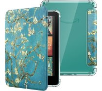 MoKo Hülle für All-New 7" Kindle Paperwhite 12. Gen 2024 & Kindle Colorsoft Signature Edition, Ultraklar Weich Transparent TPU Rückseite Leicht Schutzhülle mit Auto Schlaf/Aufwach, Aprikose Blume