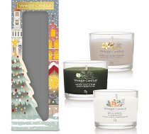 Yankee Candle Ziemassvētku aromātisko sveču dāvanu komplekts | 3 aromātiskas mini piepildītas votīvās sveces | Sojas maisījuma vaska maisījums | Ideāla Ziemassvētku dāvana sievietēm | Passport to the Holidays Collection