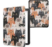 kwmobile Flip Case saderīgs ar Amazon Kindle Paperwhite (2024)/Colorsoft Case - eReader Case - Cats Orange Black White