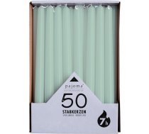 pajoma® Taper Candles Jade Green - 50 sveces | Augstums 25 cm, degšanas laiks aptuveni 7 stundas | Bez smaržas, universāls pielietojums sveču turētājiem, dekorēšanai un svētku reizēm