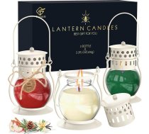 Aromatizētas sveces, 3 sveču dāvanu komplekts sievietēm vīrietim, sojas vaska aromterapijas sveces mini laternā ar balzāmu ciedru/ābolu kanēli/krēmveida vaniļu Mātes dienai, Ziemassvētkiem, Valentīna dienai (3 x 3,5 oz)