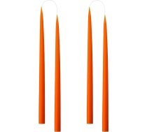 Kunstindustrien® Taper Candles, ražotas Dānijā, pieejamas 42 krāsas, galda sveces, krāsotas sveces, ilgs degšanas laiks - 15 stundas, sveču komplekts dāvināšanai, 4 gabali, 2,2 x 35 cm (oranžs)