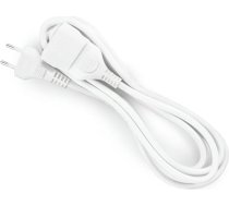 4m balts 2x1mm² elektriskais pagarinātājs ar plakanu kontaktdakšu un pamatni ar strūklaku elastīgo kabeli 3680W