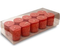 Dāvanu komplekts ar smaržīgām svecēm - sveču komplekts dāvanai | 10 stearīna vaska sveču komplekts - sarkanā krāsā | Aroma sveces Ziemassvētkiem vai aromterapijai | (Ogas)