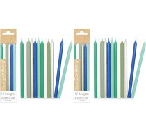 ScrapCooking - 12x Lange Kerzen Blau & Silber 12 cm - Geburtstagskerzen fur Torten, Geburtstag - Geburtstagsdeko XXL Kinder & Erwachsene, Geburtstagstorte Kerze Deko Kuchen - 0360 (Packung mit 2)