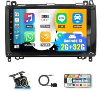 Android 13 auto radio Mercedes Benz A/B klases Sprinter Viano W169 W245, radio ar 9 collu IPS skārienjūtīgo ekrānu ar bezvadu Carplay GPS navigāciju Bluetooth WiFi SWC FM kameras nomaiņa, 2 + 32G
