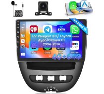 Hikity [4+64GB] Android 15 auto radio CarPlay Android auto bezvadu Peugeot 107 / Toyota Aygo / Citroen C1 2004-2014 Radio ekrāns 10 collu auto radio Bluetooth Mirror Link navigācija GPS EQ DSP WiFi